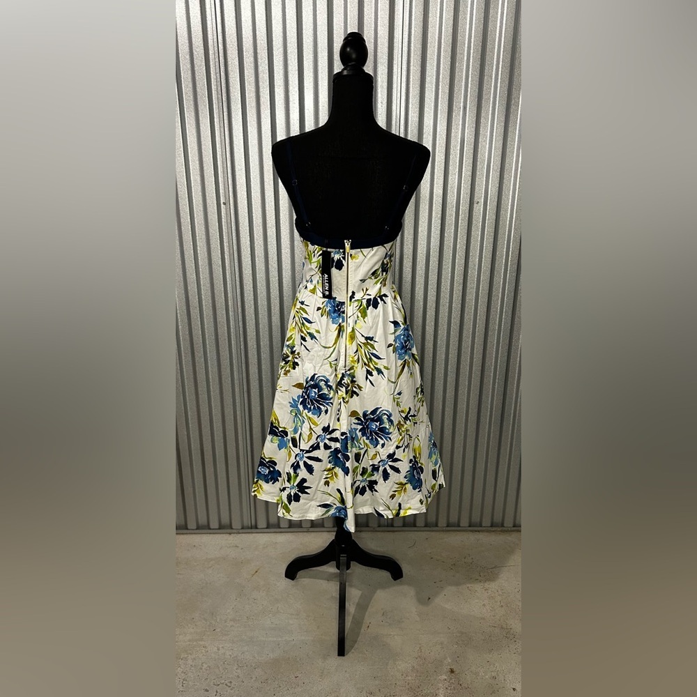 Women’s NWT Allen Schwartz White Multicolor Floral Strap MIDI Dress Size Small - Picture 2 of 8